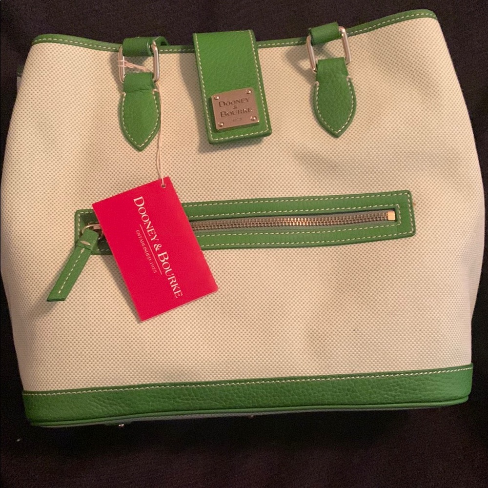 Dooney & Bourke Green and White shoulder tote